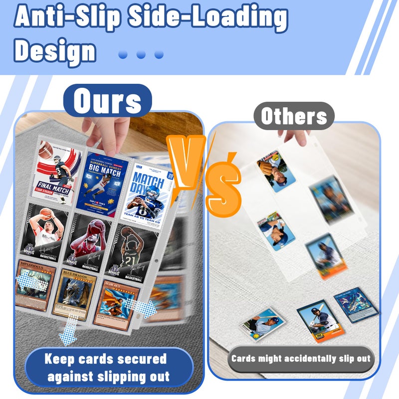 Kitoyz 900 Pockets Baseball Sleeves - Double Side 9-Pocket Trading Card Binder Sleeves Page Protectors Sheet Fits 3 Ring Binder for Game, Sports, Coupons, Business Cards - Image 4
